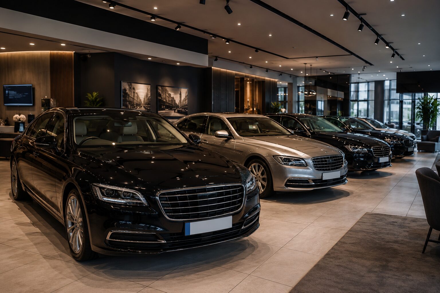 Sterling Automotive showroom with a row of premium vehicles
